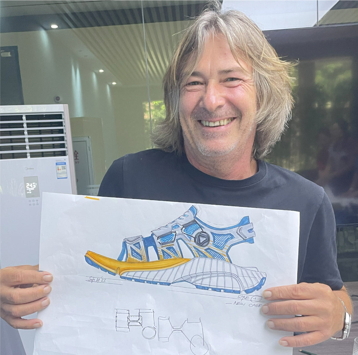 photo of Sigi, the lead designer for amento footwear!